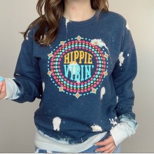 New- Hippie Vibin’ Bleached Sweatshirt Pullover